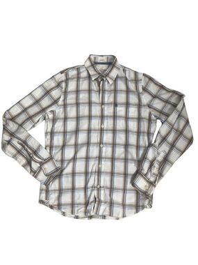 Men’s Abercrombie & Fitch Vintage White & Brown Button Down Flannel Size Large!